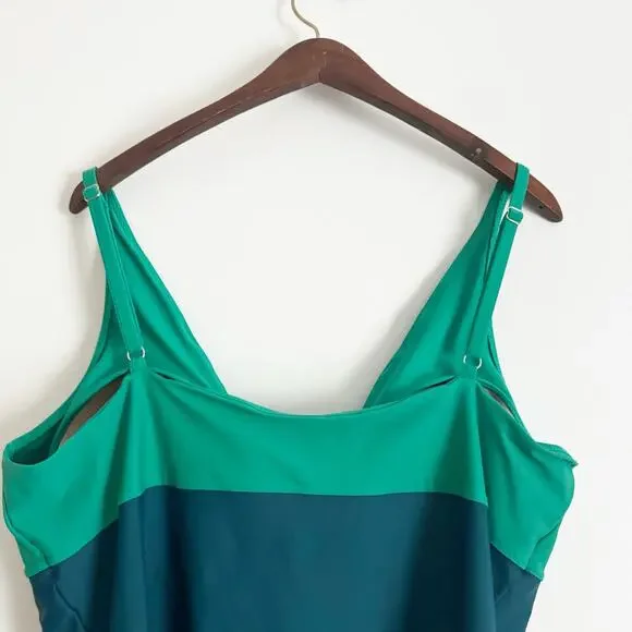 SUMMERSALT Tie Bust Colorblock Swimsuit Blue Green 22